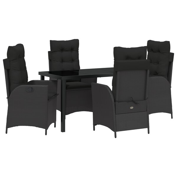 vidaXL Ensemble de jardin 5 pièces Noir Poly Rattan