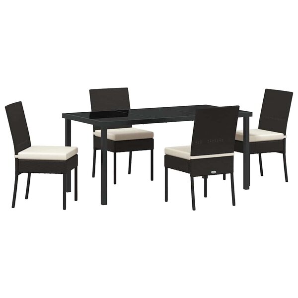 vidaXL Ensemble de salle à manger pour jardin 5 Pièces Noir