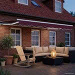 vidaXL Auvent rétractable électrique Bourgogne et Blanc 3 x 2 5 m