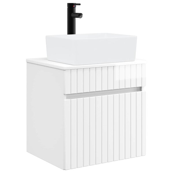vidaXL Meuble de lavabo mural Blanc brillant 49 x 41 x 63 cm
