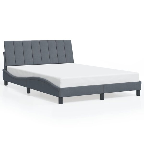 vidaXL Cadre de lit sans matelas gris foncé 140x190 cm velours