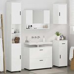 vidaXL Ensemble de mobilier de salle de bain 5 Pièces Blanc brillant