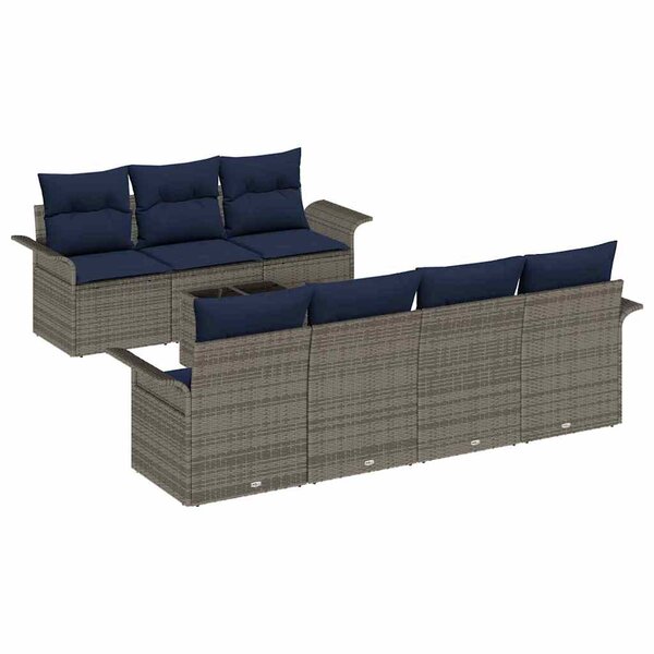 vidaXL Ensemble de canapé de jardin avec coussin 8 Pièces Gris polyrotin