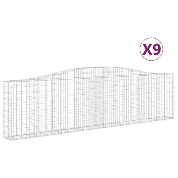 vidaXL Paniers à gabions arqués 9 Pièces 400x30x100/120 cm Fer galvanisé