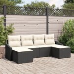 vidaXL Ensemble de canapé de jardin 6 pièces avec coussins noir en poly rattan