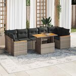 vidaXL Salon de jardin avec coussins 8 Pièces gris résine tressée acacia