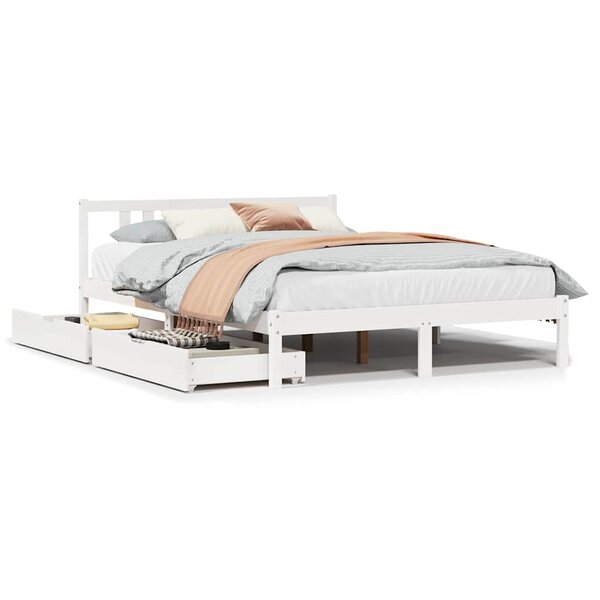 vidaXL Cadre de lit sans matelas blanc 140x200 cm bois de pin massif