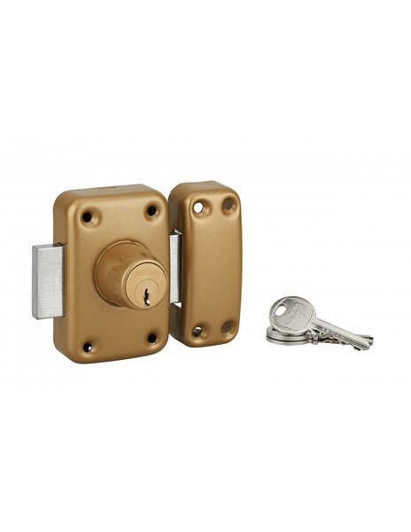 THIRARD - Verrou double entrée Apache pour porte d'entrée  cylindre 40mm  acier  3 clés  époxy or - THIRARD