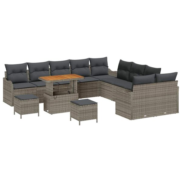 vidaXL Ensemble de canapé de jardin avec coussin 13 Pièces Gris