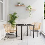 vidaXL Ensemble de salle à manger pour jardin 3 Pièces Marron polyrotin