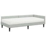 vidaXL Cadre de lit d'angle avec matelas 2 Pièces Gris clair Velours