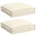 vidaXL Coussins de palette pour siège 2 Pièces Crème 40x40x8 cm Tissu Oxford