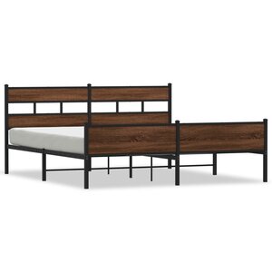 vidaXL Cadre de lit en métal sans matelas chêne marron 183x213 cm