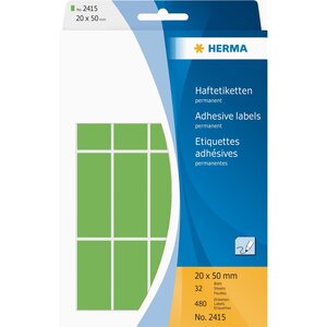 étiquettes multi-usage, 20 x 50 mm, vert, grand paquet contenu: 480 pièces -2415 HERMA
