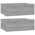 vidaXL Tables de chevet flottantes 2 Pièces Sonoma gris 40x30x15 cm