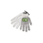 Pack and Move - Lot de 12 Paires de gants de travail déménagement - Coton et PVC antidérapant - Blanc et Noir