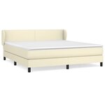 vidaXL Lit à sommier tapissier avec matelas Crème 160x200cm Similicuir