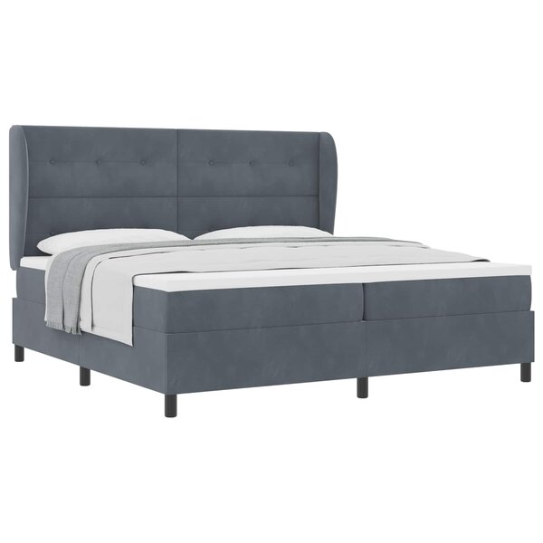 vidaXL Lit à ressorts avec matelas Gris foncé 200 x 200 cm Velours