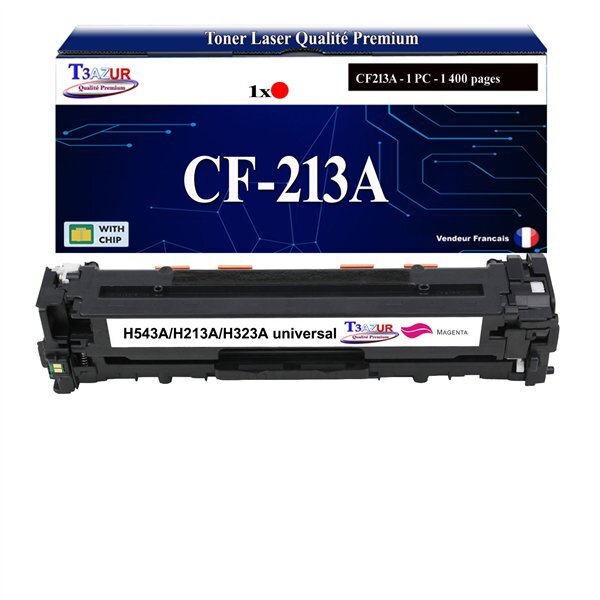 T3AZUR - Toner compatible avec CF213A pour HP LaserJet Pro 200 color M251 M251N M251NW MFP-M276 MFP-M276N MFP-M276NW - Magenta