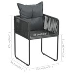 vidaXL Salon de jardin 3 Pièces PVC Résine tressée Noir