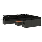vidaXL Salon de jardin 12 Pièces avec coussins noir résine tressée