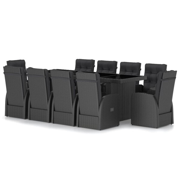 vidaXL Salon de jardin 11 Pièces avec coussins résine tressée noir