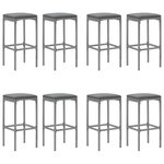 vidaXL Ensemble de bar de jardin 9 Pièces avec coussins gris poly rotin