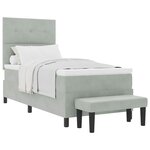 vidaXL Lit à ressorts avec tête de lit Gris clair 200 x 90 cm Velours
