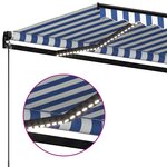 vidaXL Auvent manuel rétractable avec LED 350x250 cm Bleu et blanc