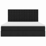 vidaXL Lit de rangement LED avec matelas Noir 160 x 200 cm Tissu