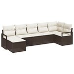 vidaXL Ensemble de canapé de jardin avec coussin 7 Pièces Marron et Crème