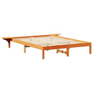 vidaXL Cadre de lit avec tables de chevet Marron 150 x 200 cm