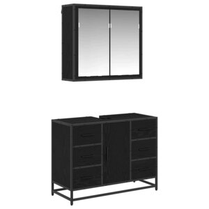 vidaXL Ensemble de mobilier de salle de bain 2 Pièces Chêne noir