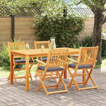 vidaXL Chaises de jardin pliantes avec coussin gris - 4 pièces en bois d'acacia solide