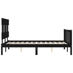 vidaXL Cadre de lit avec tête de lit noir 140x190 cm bois massif