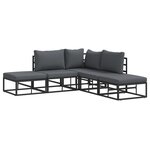 vidaXL Ensemble de canapé de jardin avec coussin 5 Pièces Noir Aluminium