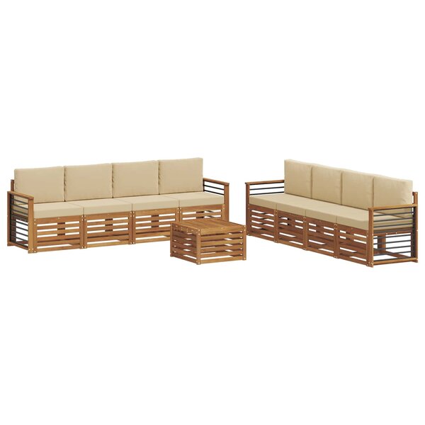 vidaXL Ensemble de canapés d'extérieur 9 pc Naturel et Beige