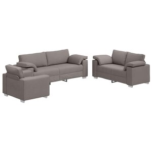 vidaXL Canapé 3 Pièces Taupe 219 x 80 x 82 cm Tissu en lin mélangé