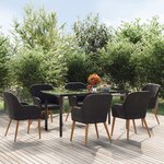 vidaXL Ensemble à manger de jardin avec coussins 7 Pièces Noir