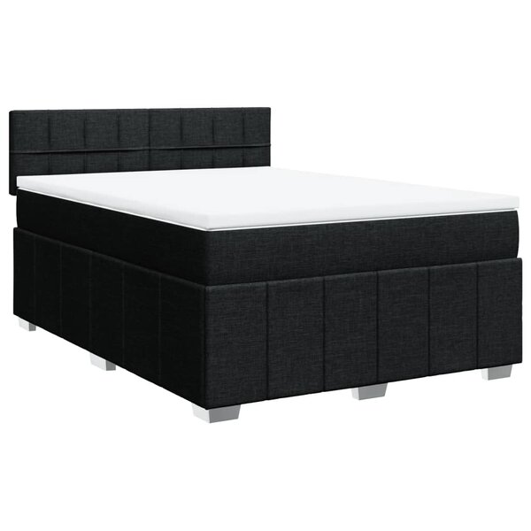 vidaXL Sommier à lattes de lit avec matelas Noir 160x200 cm Tissu