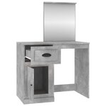 vidaXL Coiffeuse et miroir gris béton 90x50x132 5 cm bois d'ingénierie