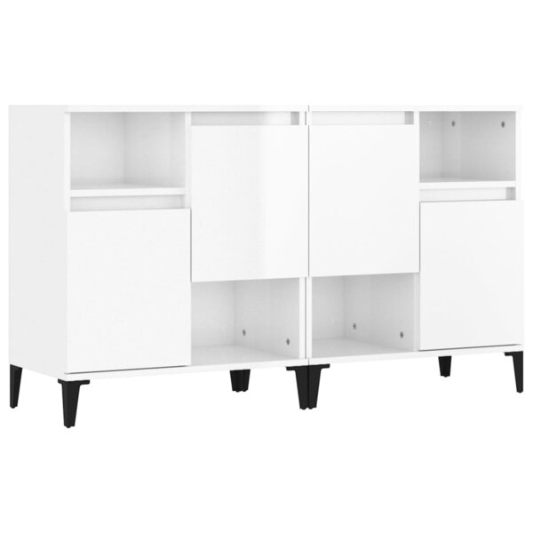 vidaXL Buffets 2 Pièces blanc brillant 60x35x70 cm bois d'ingénierie