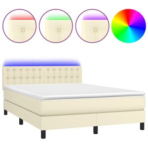 vidaXL Sommier à lattes de lit avec matelas et LED Crème 140x190 cm