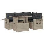 vidaXL Salon de jardin 5 Pièces avec coussins gris clair résine tressée