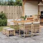 vidaXL Ensemble à manger de jardin et coussins 9 Pièces beige Poly rotin