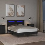 vidaXL Cadre de lit avec bandes LED Noir 160 x 200 cm Simili cuir