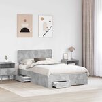 vidaXL Cadre de lit Gris béton 120 x 190 cm Bois d'ingénierie