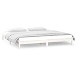vidaXL Cadre de lit à LED sans matelas blanc 150x200 cm bois massif