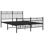 vidaXL Cadre de lit métal avec tête de lit/pied de lit noir 140x190 cm