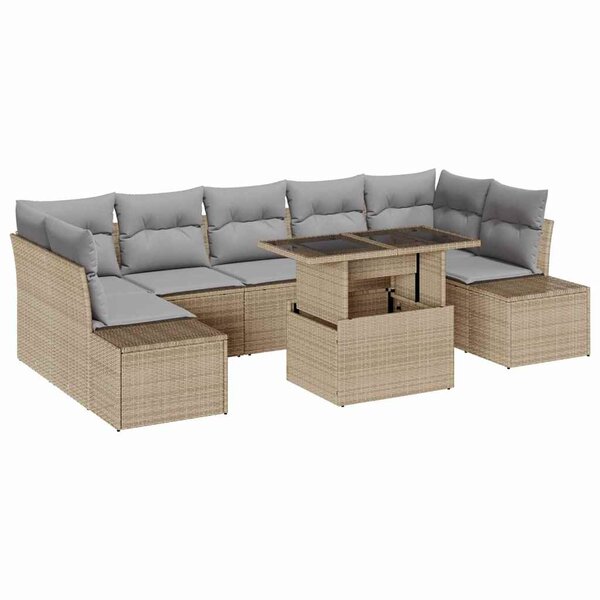 vidaXL Ensemble de canapé de jardin 8 Pièces Beige  Gris clair